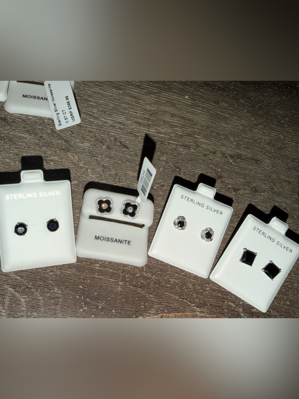 925 Sterling Silver Black Moissanite Stud Earrings - Black